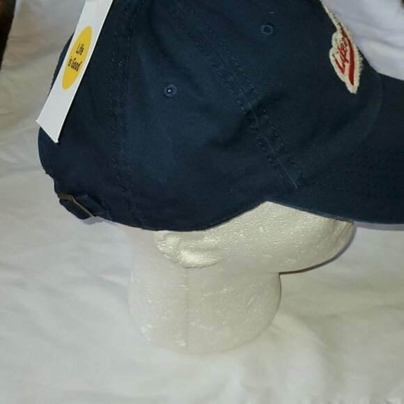 Life is Good Embellished Adjustabl A Tattered Chill Ballyard Script BaseBall Hat - Picture 3 of 12